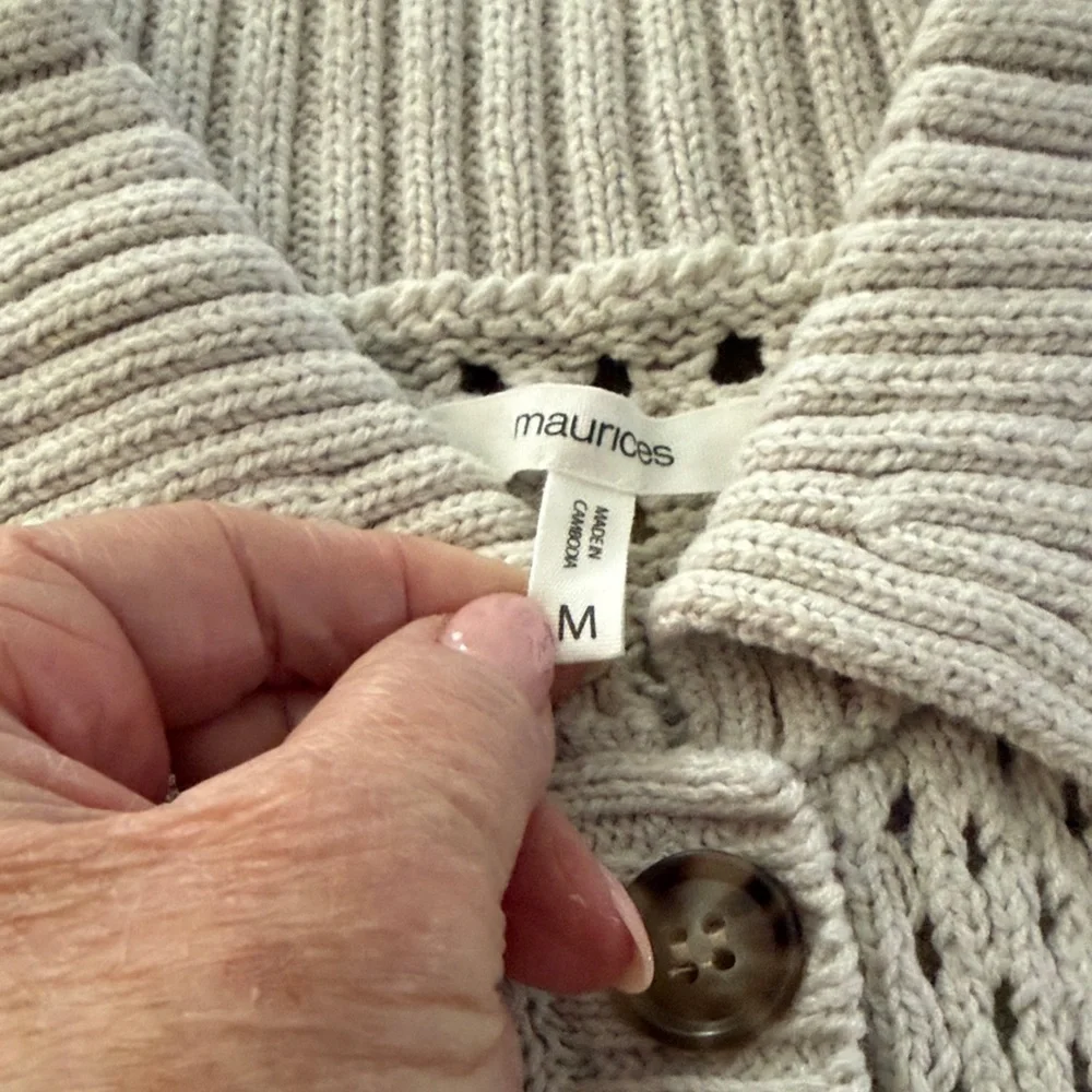 Maurices Light Gray Knit Button-Up Cardigan - Picture 2 of 3